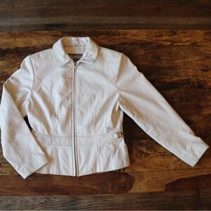 Guess white leather jacket size L